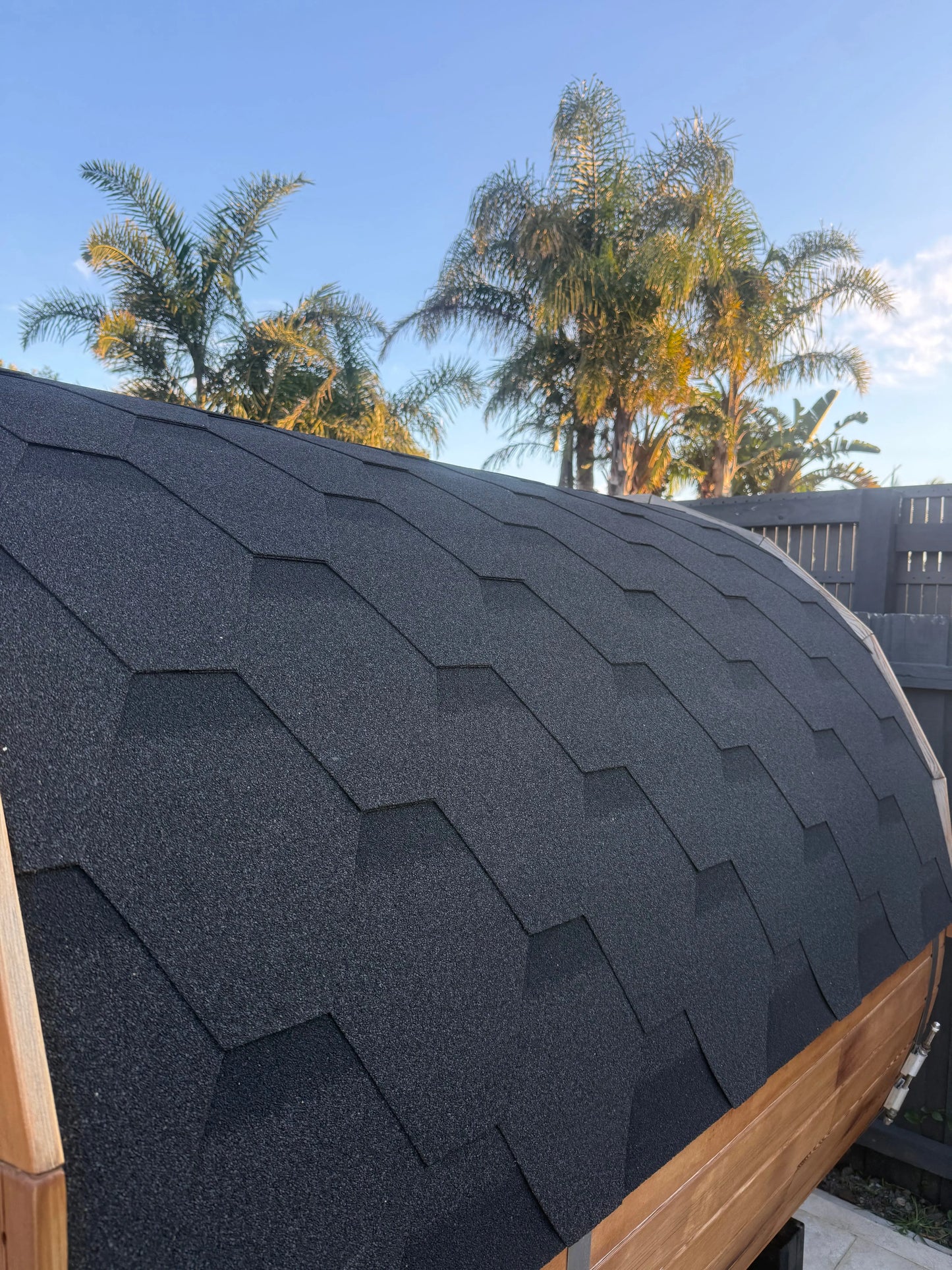 barrel sauna roof shingles